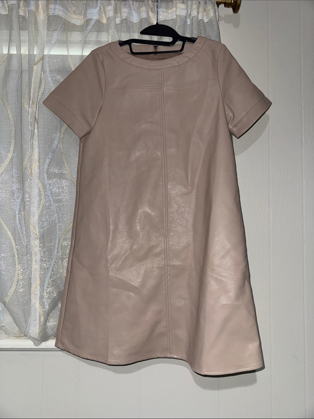 THML Blush Faux Leather Mini Shift Dress